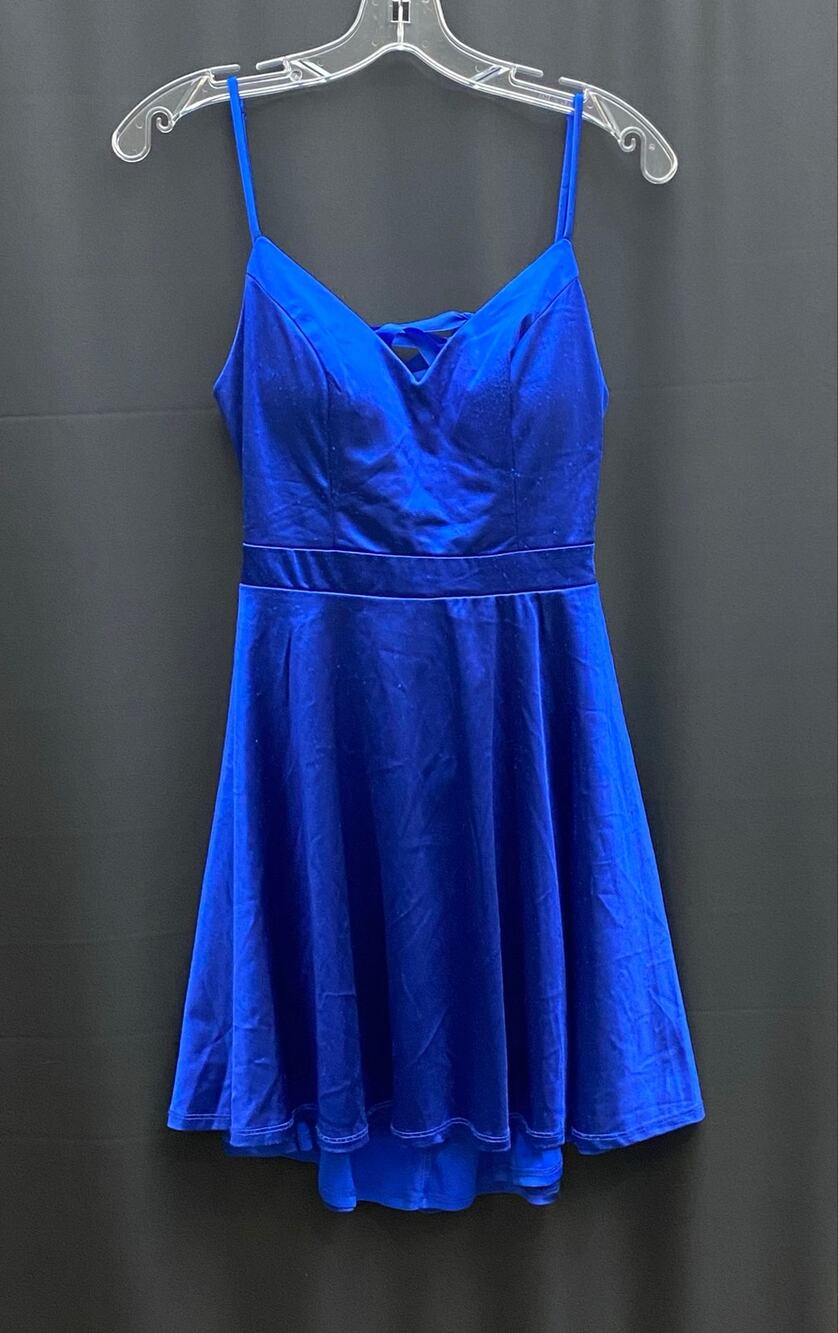 City Studio Royal Cobalt Blue Satin Skater Dress Corset Back Size 7 HOCO NWT